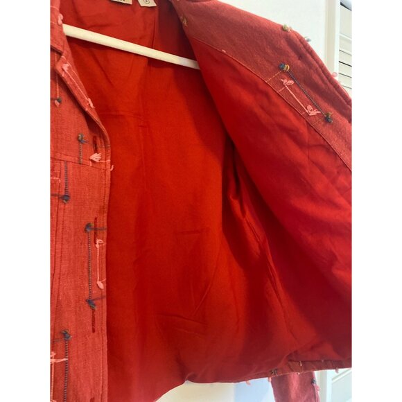 Vintage New Direction Women's Red Embroidered Button-Down Jacket Size M - Picture 6 of 7